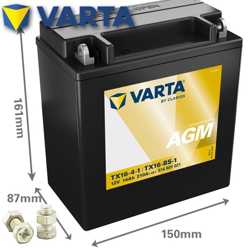 Batteria moto varta tx16 - moto,